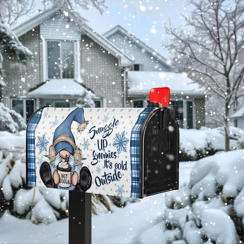 VBXNT Store Cartoon Santa Claus themed mailbox cover, magnetic waterproof mailbox packaging 18x21 inches standard size, snow oxford cloth mailbox decoration for Christmas, Thanksgiving, winter outdoor garden - Image 2